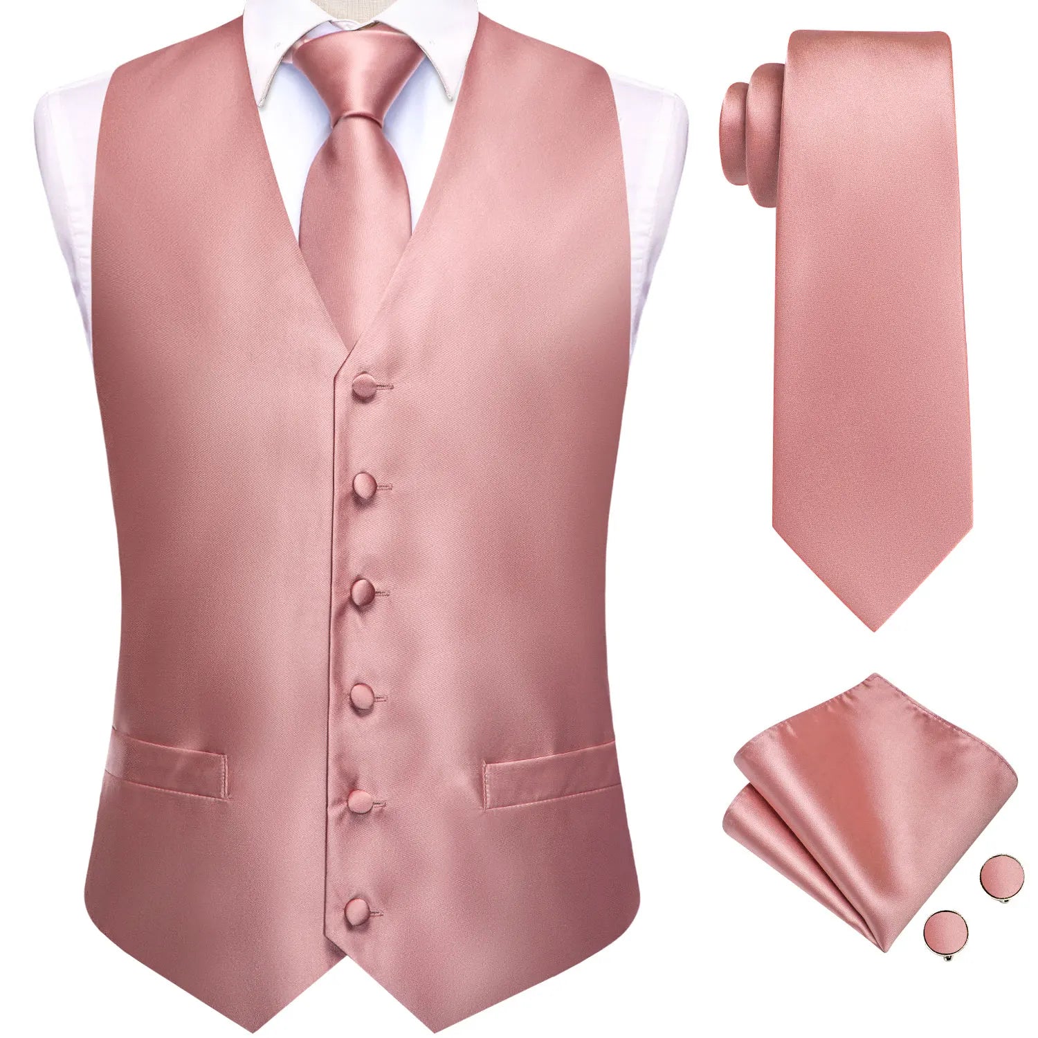 Hi-tie Solid Voilet Lilac Mens Suit Vest Woven Waistcoat Tie Pocket Qme MJ-3227 3XL