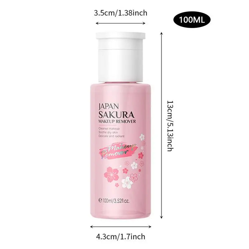 Liquid Makeup Remover 3 in 1 Sakura Facial Cleanser & Makeup Remover Gentle Exfoliation for Eye Lip & Face Makeup Gentle Qme