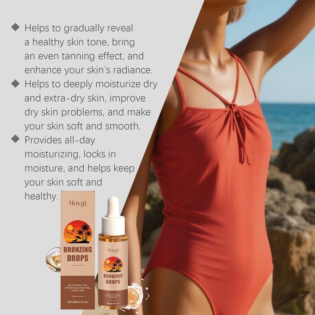 Sunless Tanning Drops Bronzing Drops for Face Gradual Natural-Looking Tan Mixable with Moisturizer Hydrating & Nourishing Vegan Qme