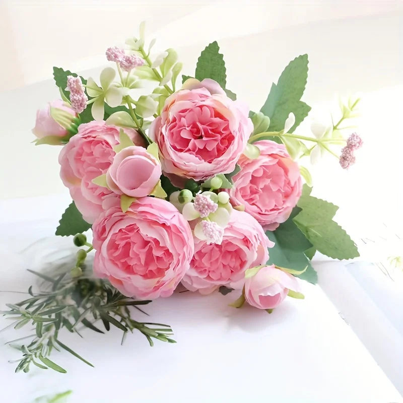 1 Home Decoration Simulation Fake Flower Small Handle Bouquet Rose Qme