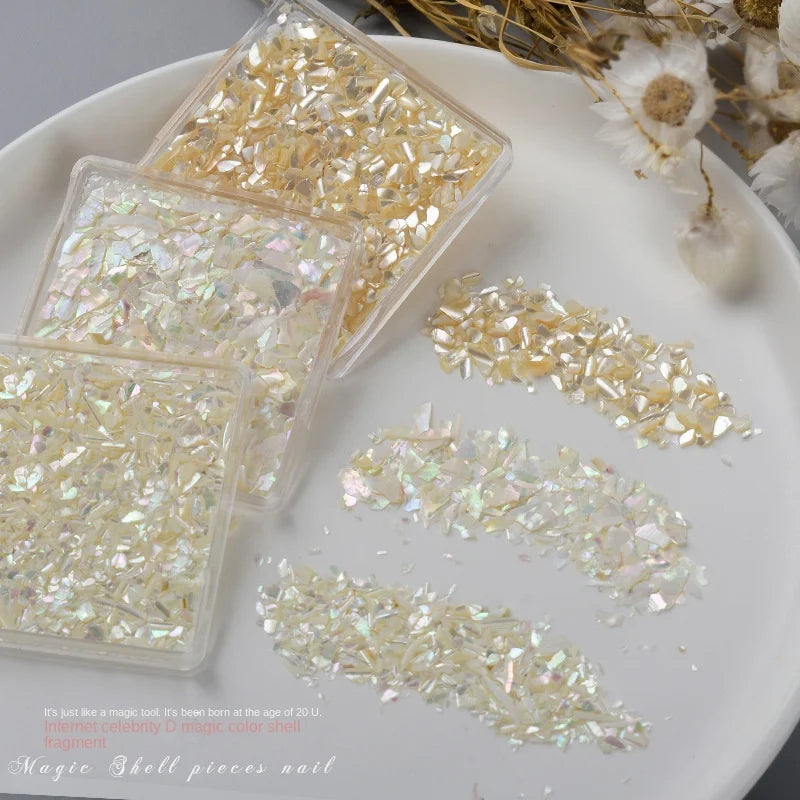 1 Box Shell Nail Art Deco Irregular 3D Gem Glitter Decal DIY Qme