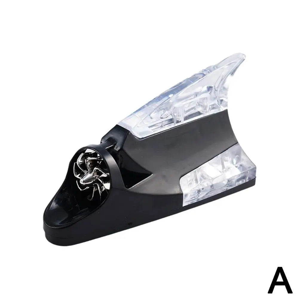 NEW Car decoration antenna shark fin wind light roof modification decorative light wiring free solar warning light Accessories Qme A