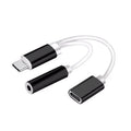 5pcs Type-C Adapter 2 In 1 Type C To 3.5 Earphone Adapter Audio Type-c To Earphone 3mm Jack AUX Usb C 3.5 for Xiaomi Huawei Qme black