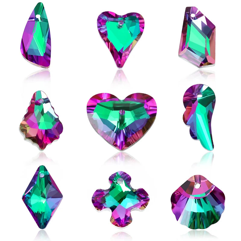 Crystal Pendant Beads Bright Color Single Hole Charm Glass Jewelry Beads Gems For Jewelry Making Supplies DIY Earrings Bracelet Qme