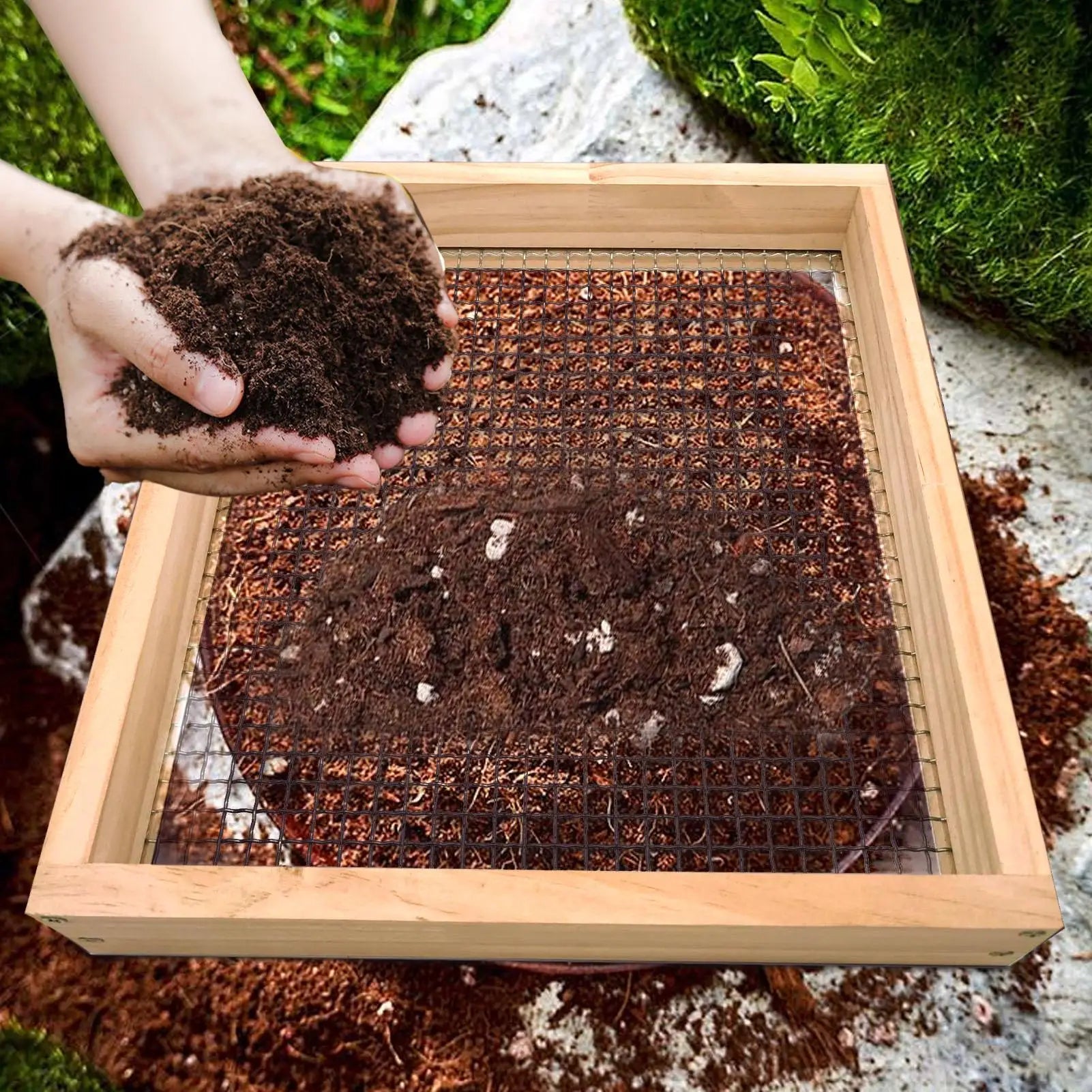Dirt Sifter for Gardening Gravel Sifting Hand Soil Leaf Sifter for Gardeners Growers Composters Homesteaders Enthusiasts Farmers Qme