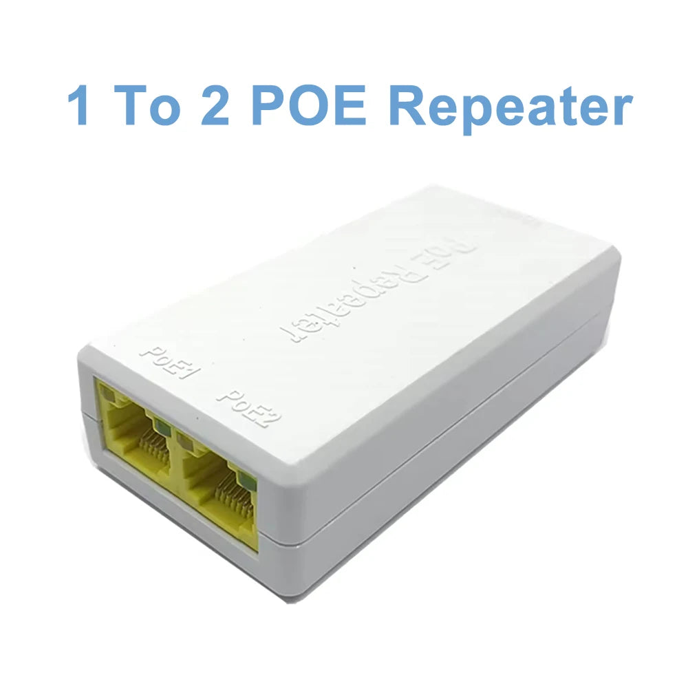2pcs 1 To 2 Port 100Mbps POE Extender Network Switch Repeater IEEE802.3af/at Plug&Play for PoE Switch NVR IP Camera AP Qme 2pcs