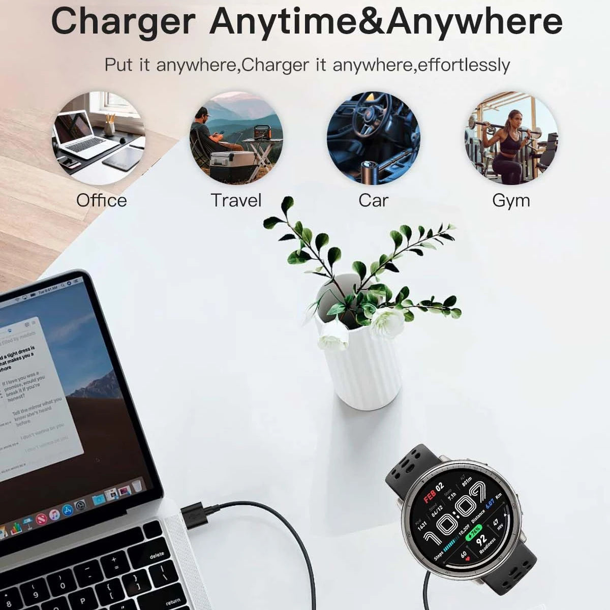 Type C Dock Charger for Amazfit Active 2/Bip 6 Smart Watch Charging Cradle Dock Stand Cable Magnetic Cord USB Charge Replacement Qme