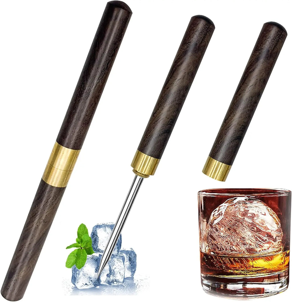 2pcs Ice Pick, Used for Ice Breaking, Stainless Steel Ice Pick with Ebony Handle and Safety Cover, Multifunctional Ice Pick Qme