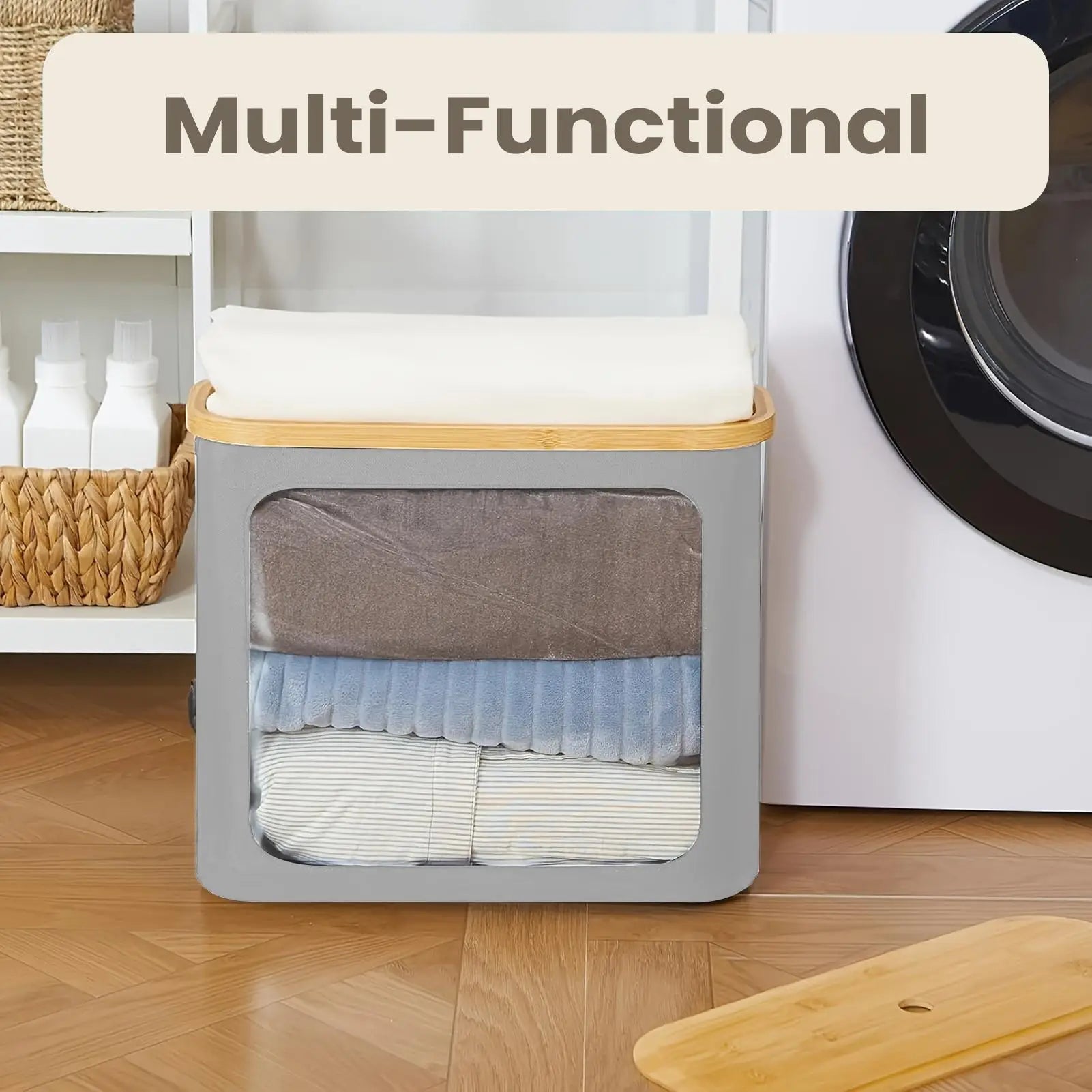 Toilet Paper Organizer Clear Bathroom Large Container Lid Tissue Qme