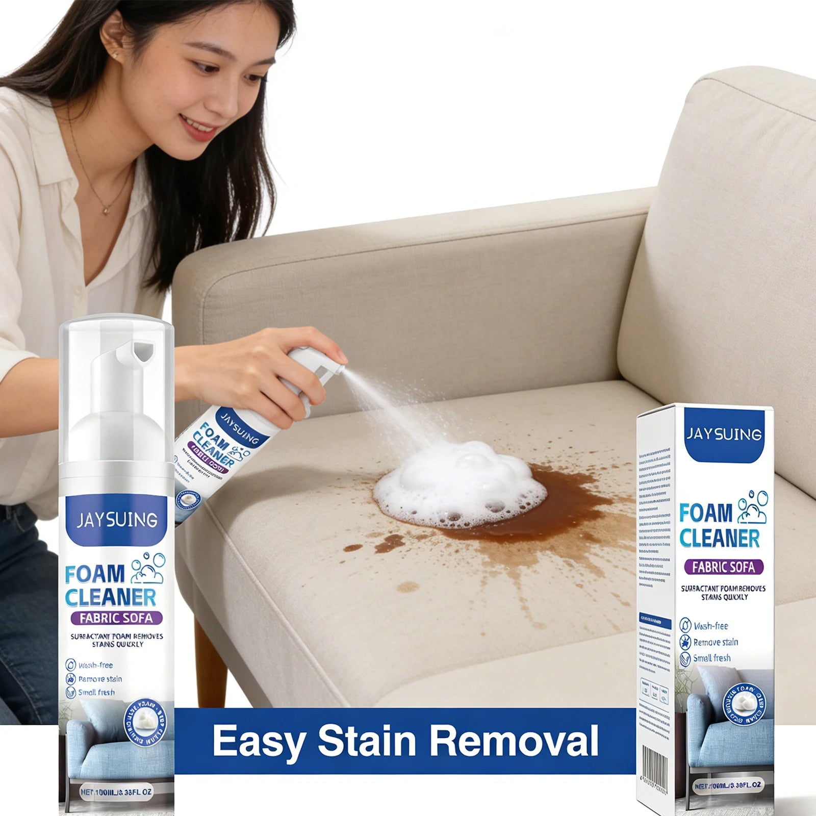 Sofa Foam Cleaner Cleaning Stubborn Stains Eliminate Odors Efficient Formula Not Damaging Sofa Maintain Softness Fabric Cleaner Qme