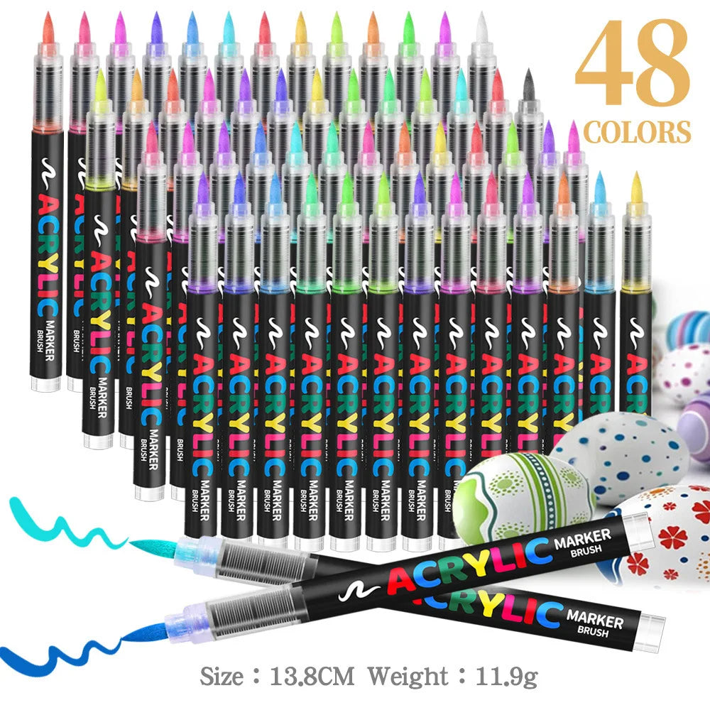 168 Colors Acrylic Markers, Automatic Ink Control System with Soft Brush Tip Acrylic Paint Pens for Rock Painting, DIY Crafts Qme