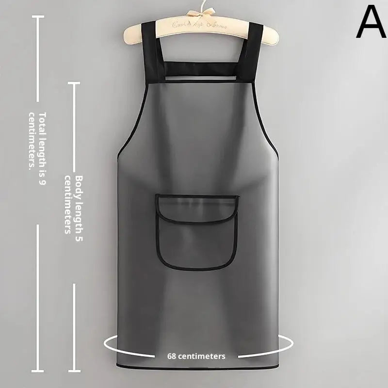 Waterproof Kitchen Apron Household TPU Oil Resistant Work Transparent Qme A