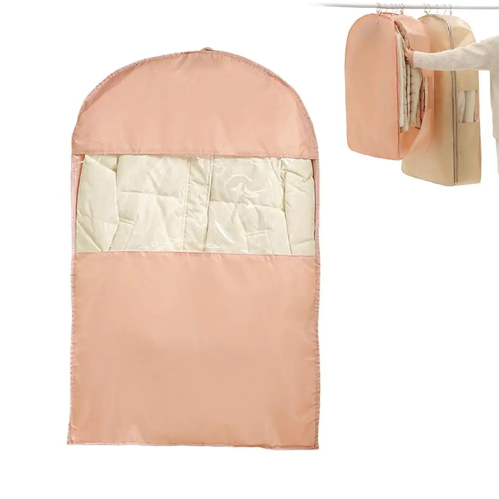 Space Saving Clothing Dust Bag Hangable Garment Self Compression Qme pink S