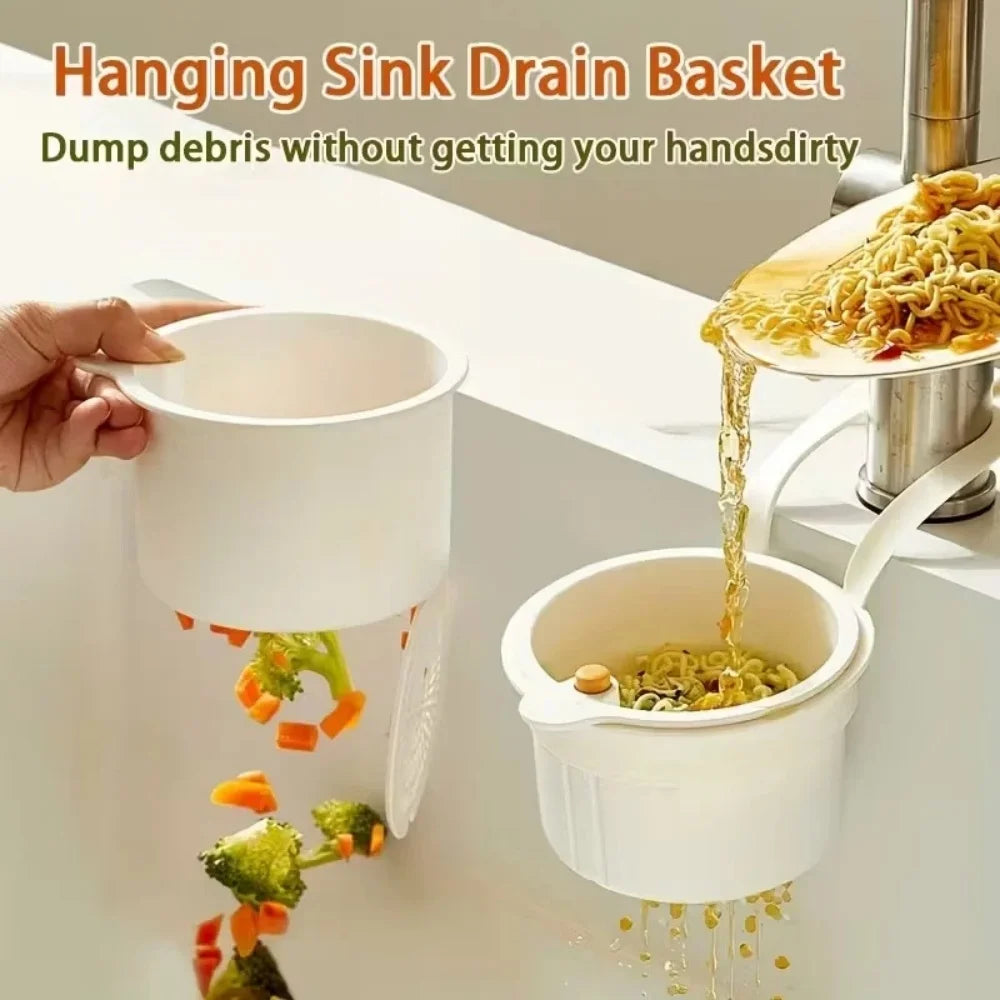 Kitchen Press-Type Drain Basket Food Strainer & Sink Organizer For Wash Fruit Restaurant Bar Buffet Use Hangable Filter Basket Qme