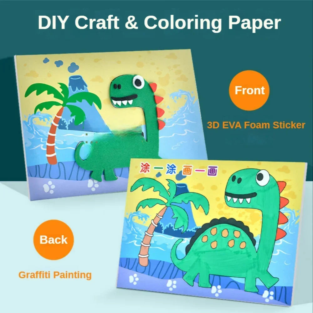 3D EVA Foam Sticker Puzzle Game DIY Cartoon Animal Craft Toys Kids Qme