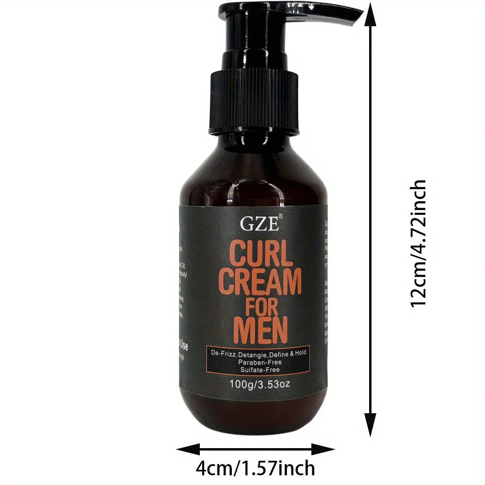 GZE MEN Castor Oil Curl Defining Cream Nourishing Curl Cream, Hydrate & Adds Shine - Color Safe & Sulfate Free Styling Product Qme