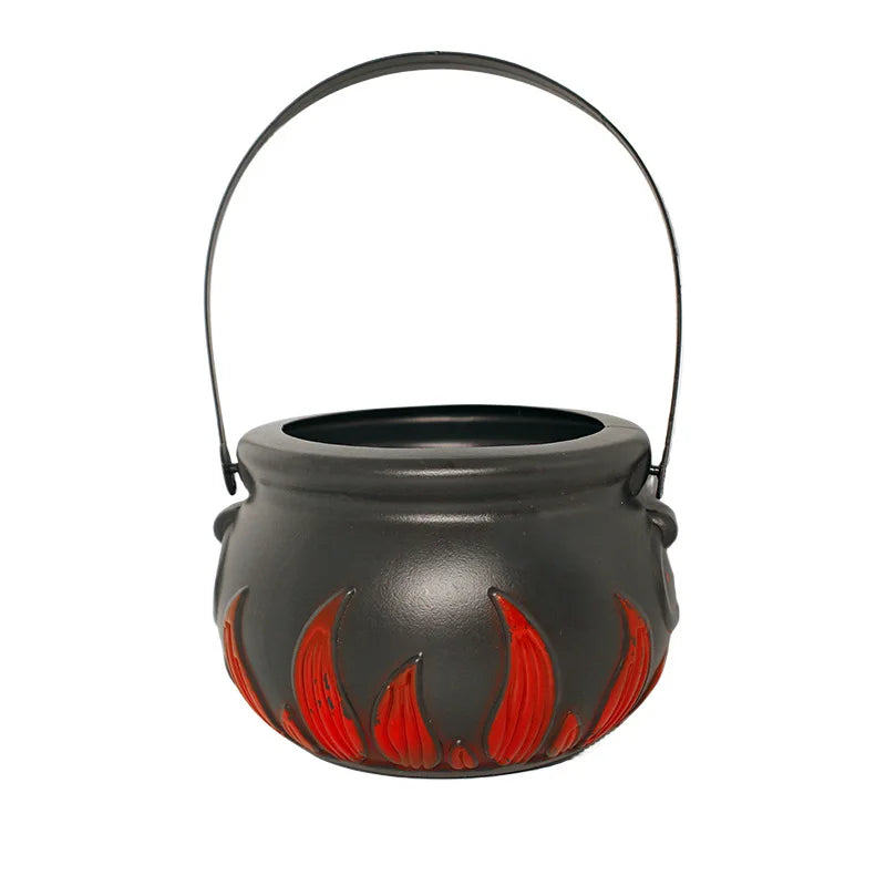 Witch Black Flame Lantern Pumpkin Candy Pail Handle Halloween Role Qme C M
