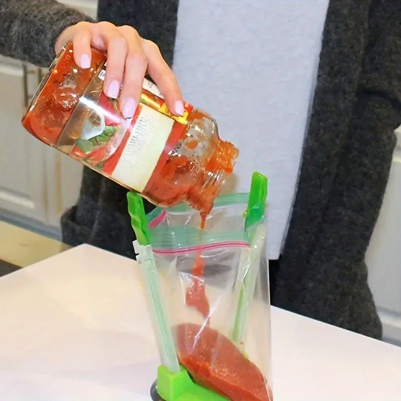The Ultimate Kitchen Gadget: Plastic Bag Holder, Sandwich Holder, Food Storage Bag Clip, and More! Qme