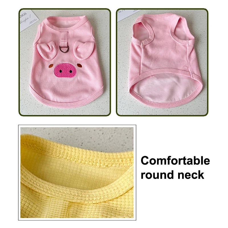 Cute Pet Vest Breathable Waffle Knit Soft Comfortable Traction Buckle Qme