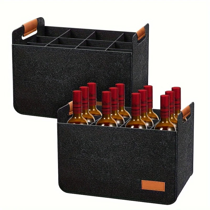 Portable Felt Wine Storage Box Reusable Glass Bottle Organizer Qme