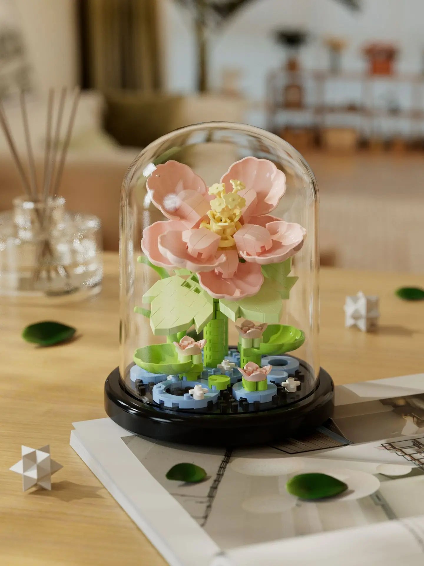 Flower Bouquet Bonsai Building Blocks Artificial Plastic Plant Dust Cover Micro Model Home Decoration Toys For Kid Birthday Gift Qme 247pcs