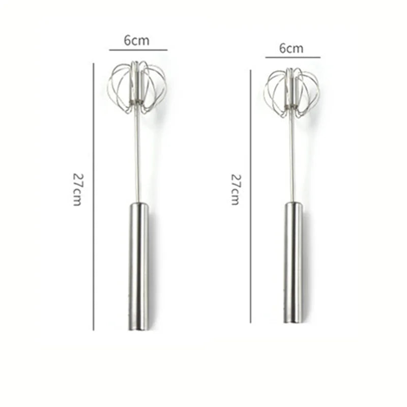 Semi-automatic Egg Beater 304 Stainless Steel Egg Whisk Manual Hand Mixer Self Turning Egg Stirrer Kitchen Accessories Egg Tools Qme 2PCS S