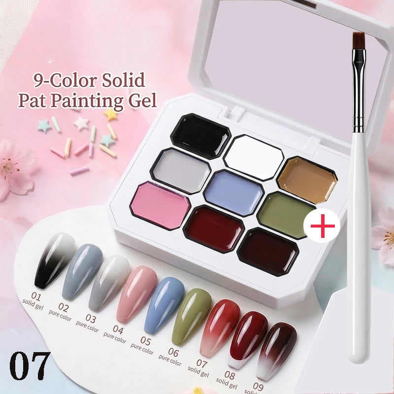 9 12Colors Macaron Gypsum Painting Nail Polish Patting Smudge Canned Qme 07