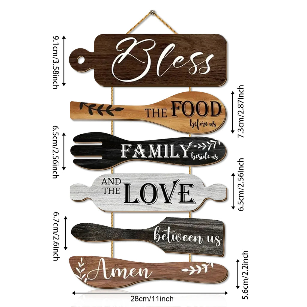 Restaurant Kitchen Family Blessings Wooden Wall Decorations, Kitchen Dining Area Wall Decorations, Home Decor Qme