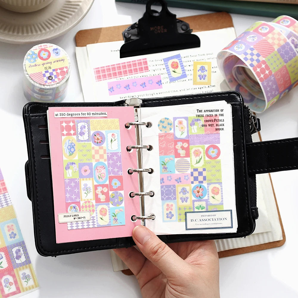 5x200cm Art Manual Account Masking Tape DIY Scrapbooking Label Material Collage PET Tapes Creative DIY Journal Stationery Qme