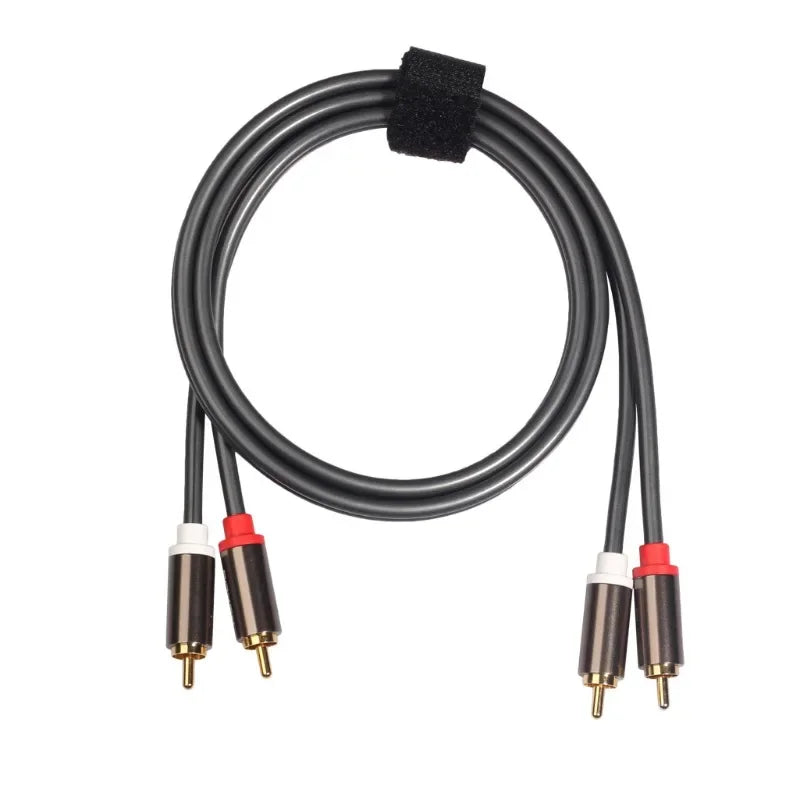 Aluminum alloy 2RCA to 2RCA lotus line AV four head rca binary amplifier audio cable Qme