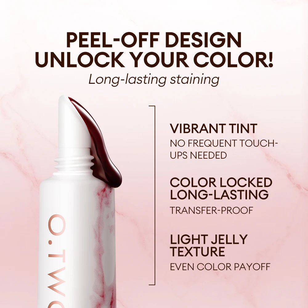 O TWO Peel-off Lip Stain Lipstick 48H Color-lock Highly Pigmented Qme