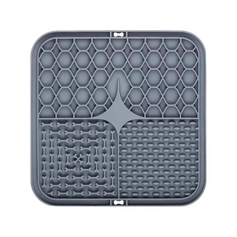 Pet Licking Plate Slow Food Pad Silicone Tableware Bowl Suction Cup Qme Gray