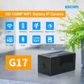 ESCAM G17 1080P Mini Wifi Camera Small Rechargeable Battery Powered Wireless CCTV Security Surveillance Camera Night Vision Cam Qme Standard ADD 32G UK Plug