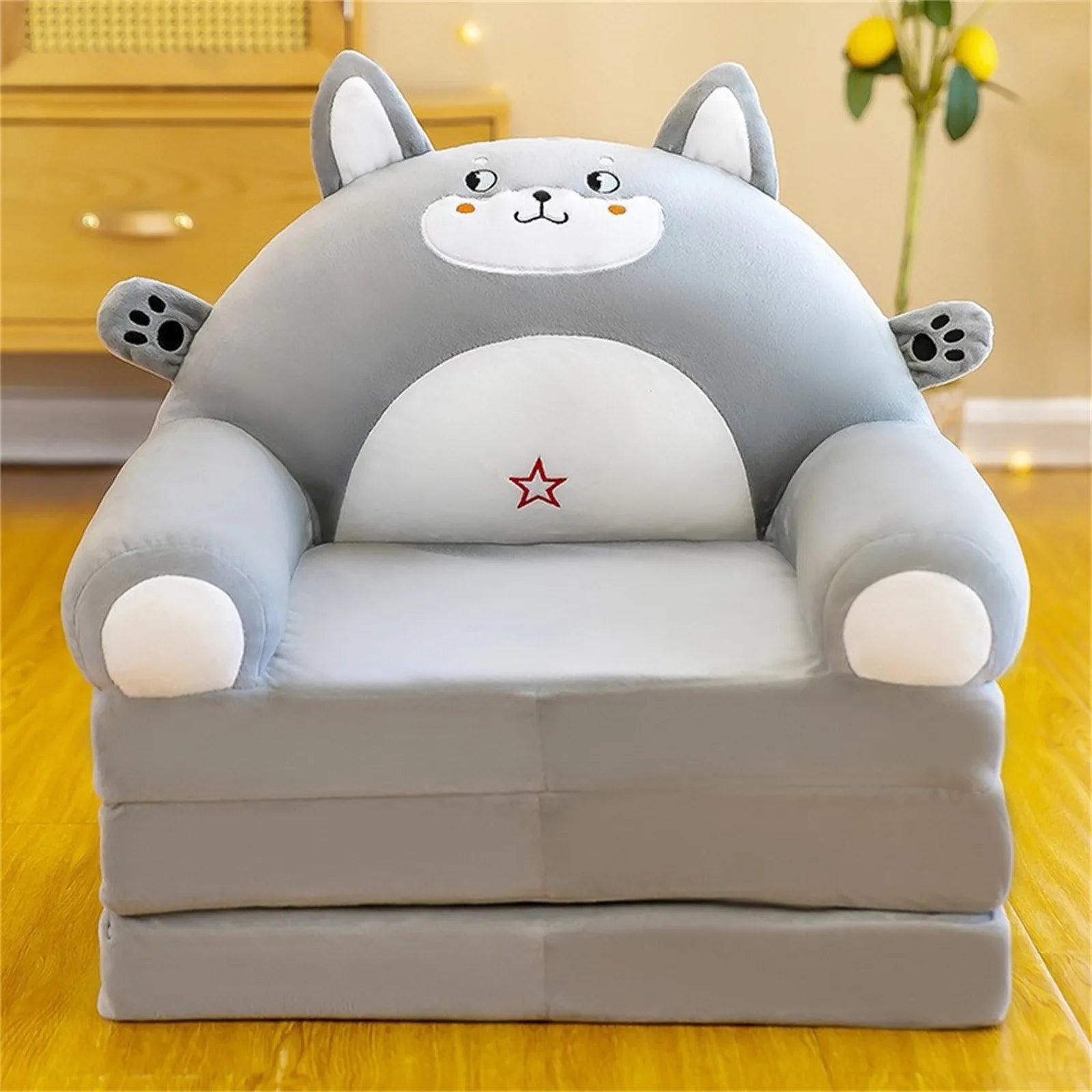 Children Sofa Cute Cartoon Massage Seat Cover Cartoon Lazy Sofa Flip Open Sofa Case Without Inner PP Cotton (Only Sofa Covers) Qme C