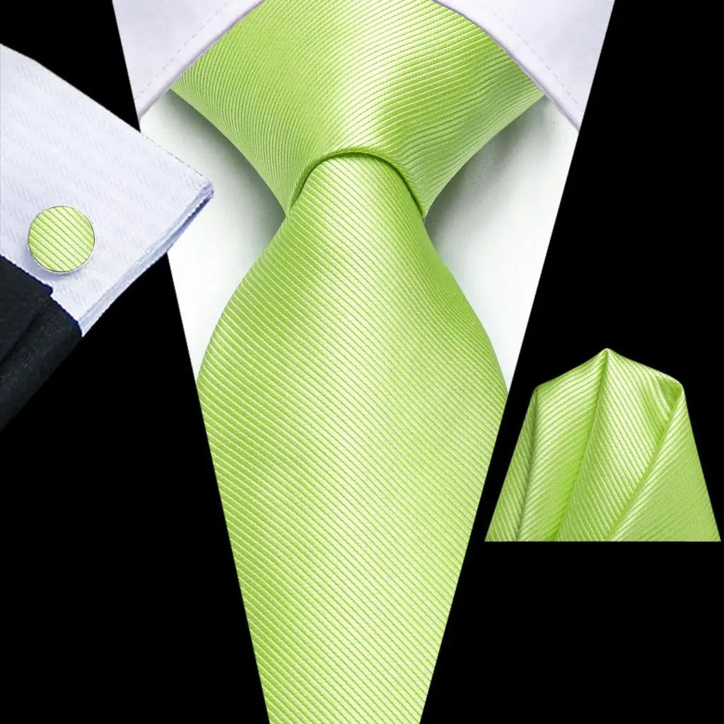 Hi-tie Solid Orange Blue Mens Fashion Necktie Handkerchief Cufflinks
