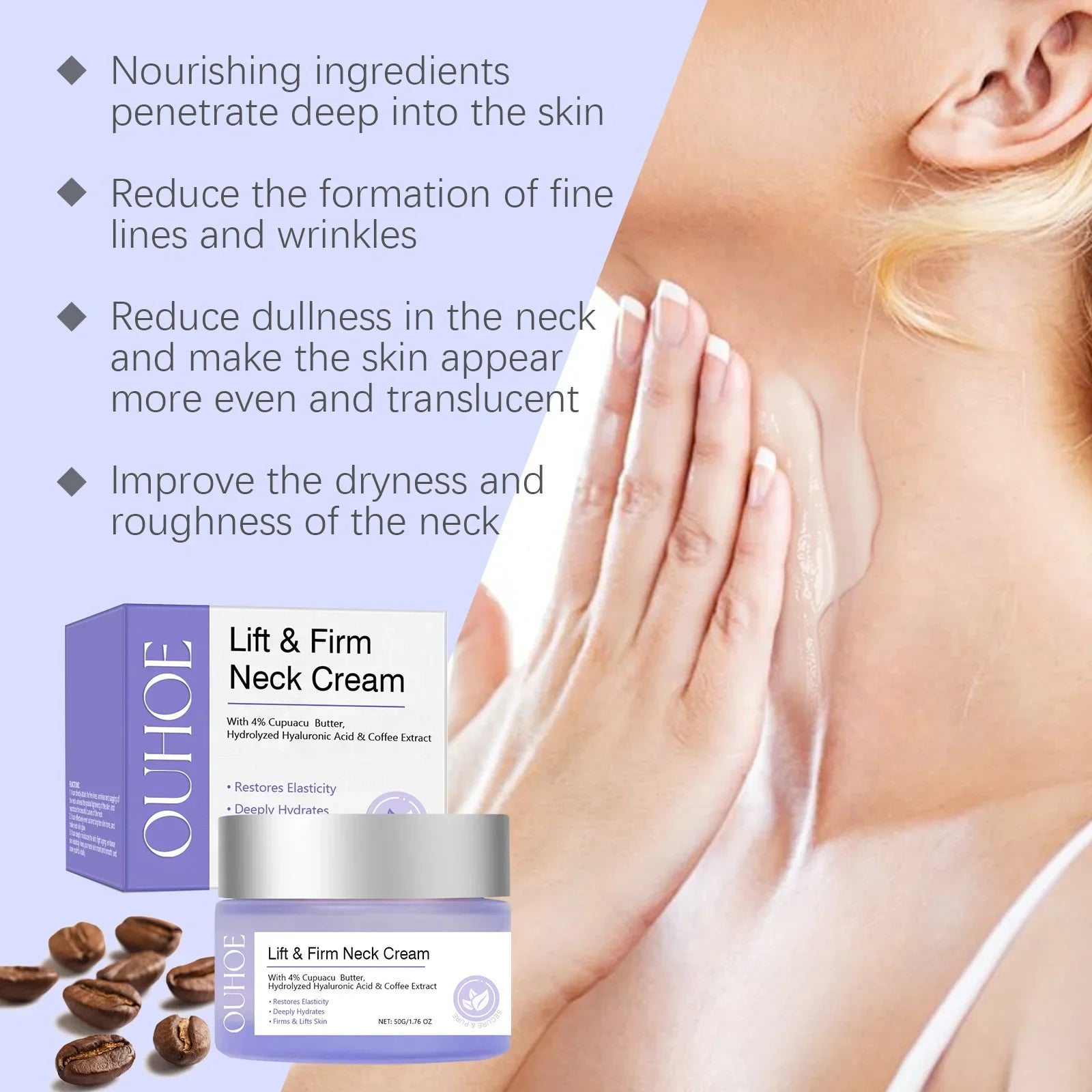 Tighten Lift Neck Cream Firming Reduce Fine Lines Brightening Nourish Smoothing Lasting Moisturize Neck Rejuvenation Care Lotion Qme