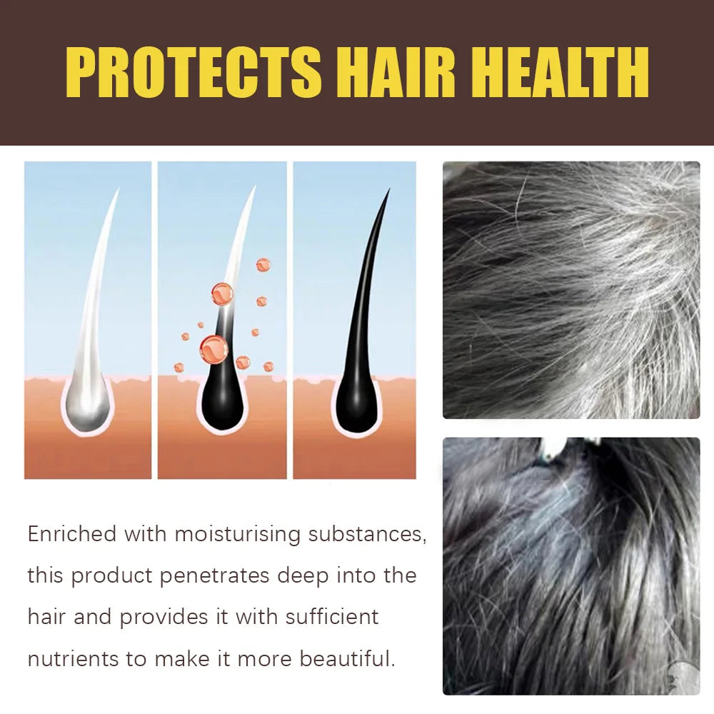 New Hair color shampoo 3 in 1 makes hair instantly from white to brown natural hair color protective sleeve for women 100ML Qme