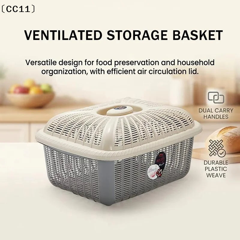 Plastic Storage Basket Lid Multifunctional Draining Storing Utensils Qme