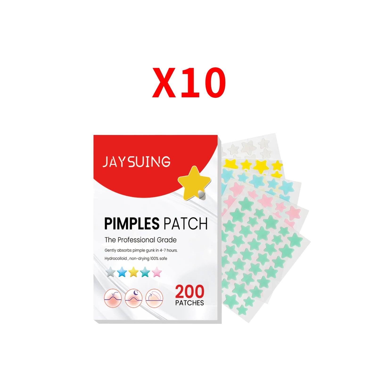 Color Star Pimple Patches Invisible Hydrocolloid for Face Acne Dots Absorbing Exudates Waterproof Concealer Acne Patches 200PCS Qme 10 x 200pcs Boxed