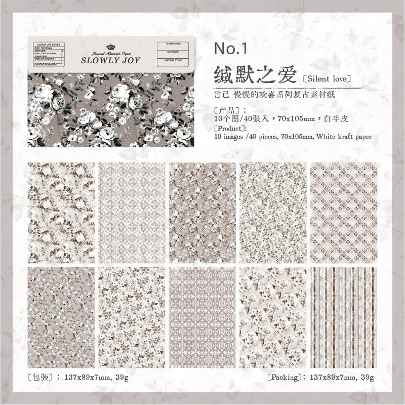 40 pcs Gauze Background Decor Scrapbook Vintage Materials Paper Combo Kit DIY Junk Journal Collage Photo Album Retro Stationery Qme A1