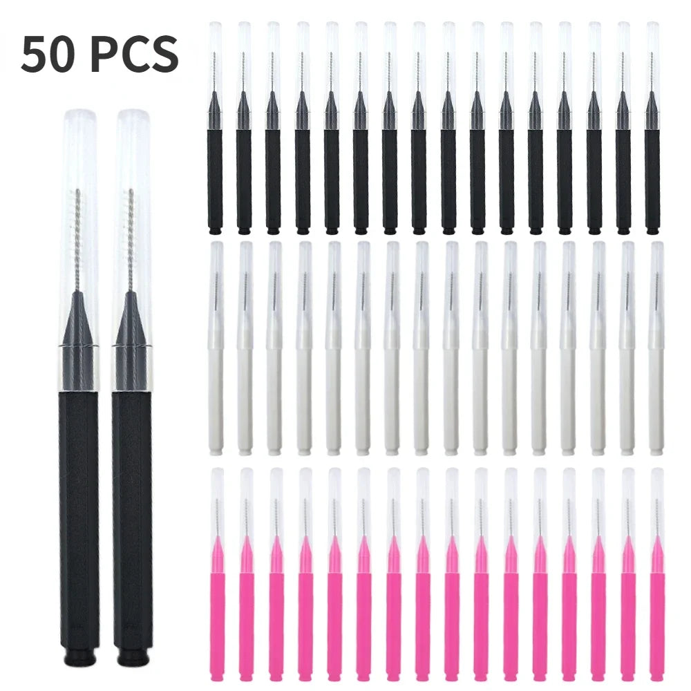 5/10/50PCS Mini Eyebrow Brush Brow Perm Brush Disposable Brow Lifting Brushes Bendable Micro Eyelash Brush Applicators Tools Qme 50PCS MIX