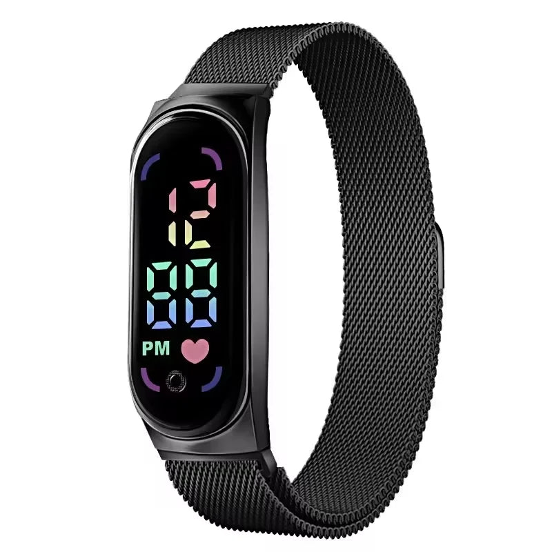 LED Women Watch Magnetic Watchband Strap Waterproof Touch Feminine Clock Fashion Digital Wristwatches Qme 5