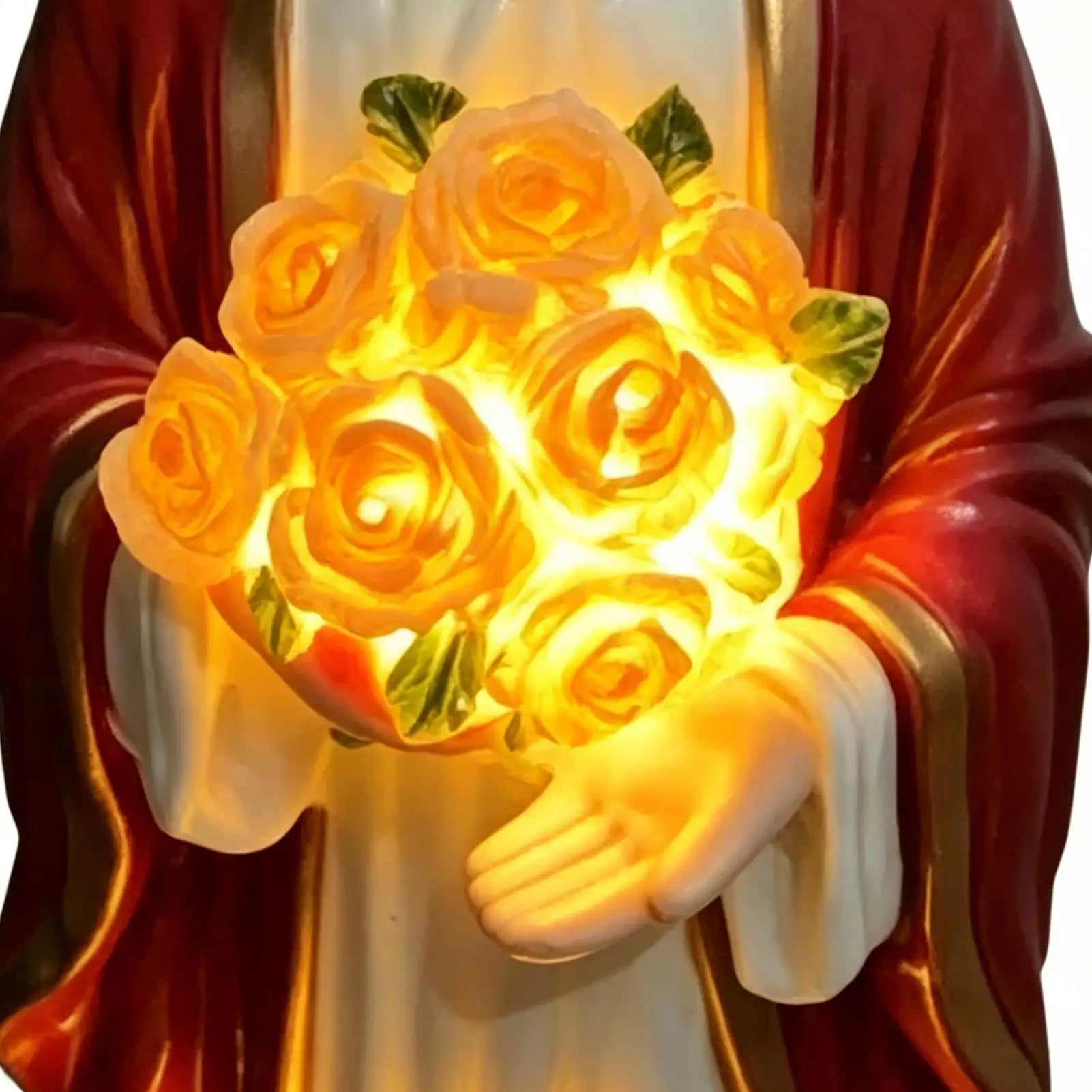 Religious Statues LED Lights Resin Outdoor Decor Lighted Jesus Statue Qme