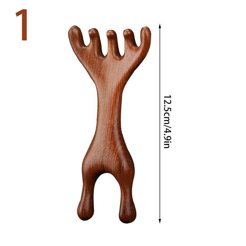 Body Meridian Massage Comb Sandalwood Deer Antlers Wide Tooth Qme 1
