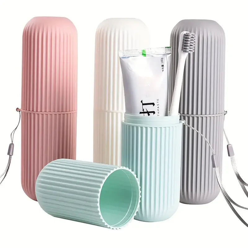 Portable Travel Toothbrush Box With Mouthwash Cup Convenient Brushing Cup And Toothwash Tooth Cylinder For Bathroom Essentials Qme