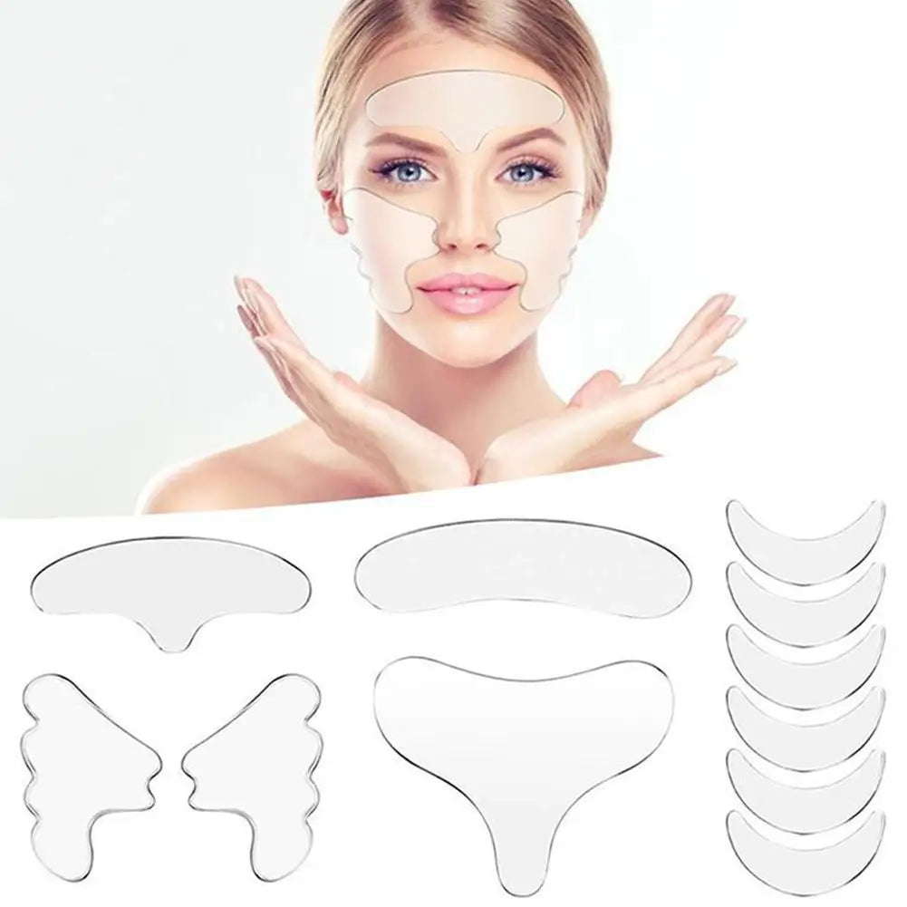 Silicone Face Pad Patch Wrinkle Removal Forehead Eye Neck Reusable Qme
