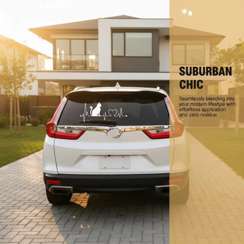 Car Sticker Pet Cat Heartbeat Lifeline Creative Truck Automobiles Qme