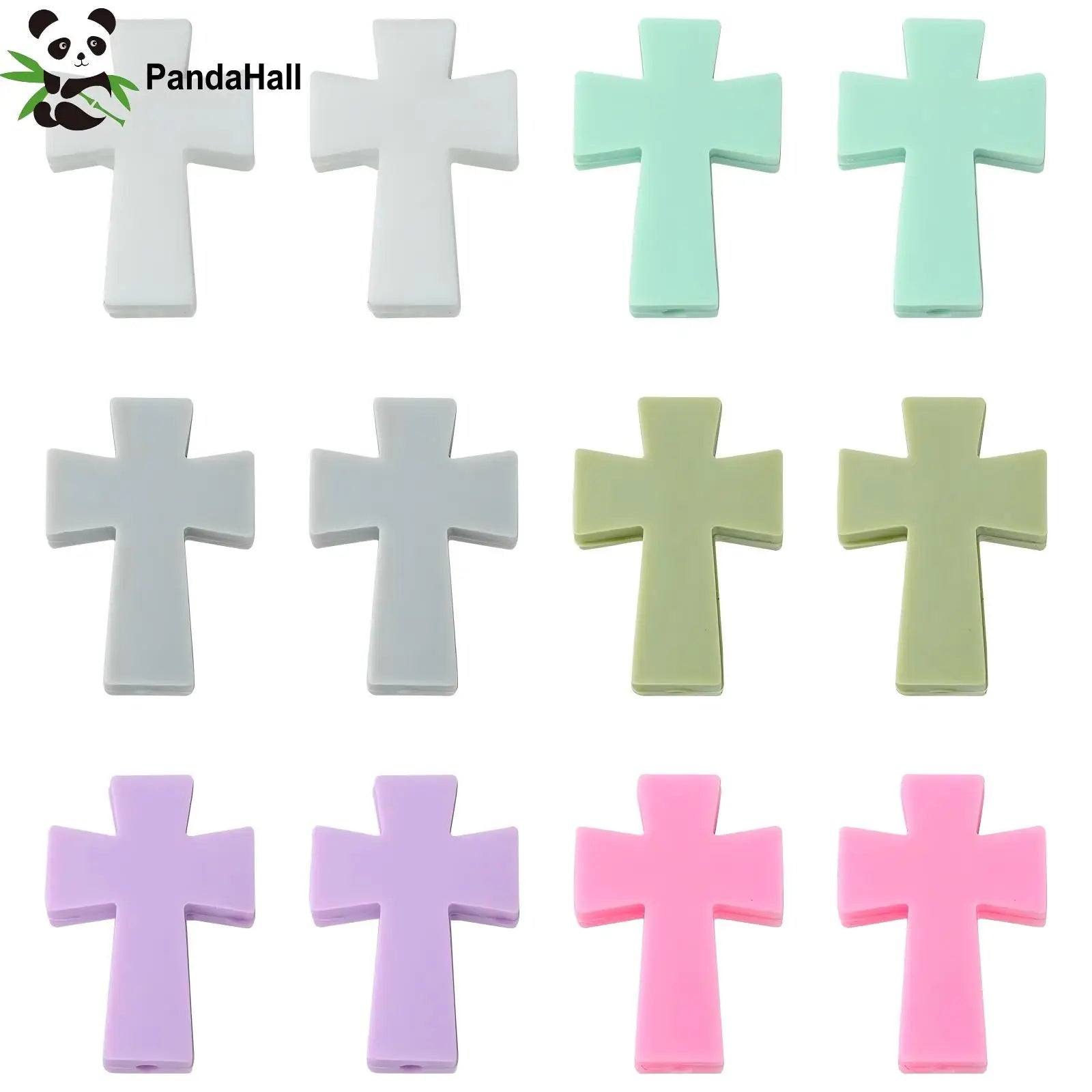 Pandahall 30Pcs 6 Colors Easter Cross Silicone Beads Religion Crucifix Holy Focal Beads for Jewelry Making Supplies Qme Default Title