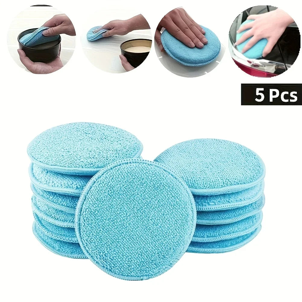 5pcs Ultra-Soft Microfiber Waxing Pads - Gentle Car Polishing Sponges for Smooth Finish, Easy Wax Application, Qme