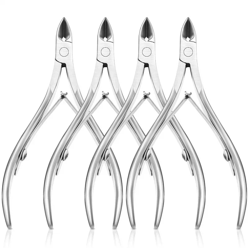 Professional Cuticle Cutter Nail Nippers Scissors Manicure Pusher Pedicure Tong Dead Skin Remover Nail Cuticle Regrowth Tool Qme 4PCS